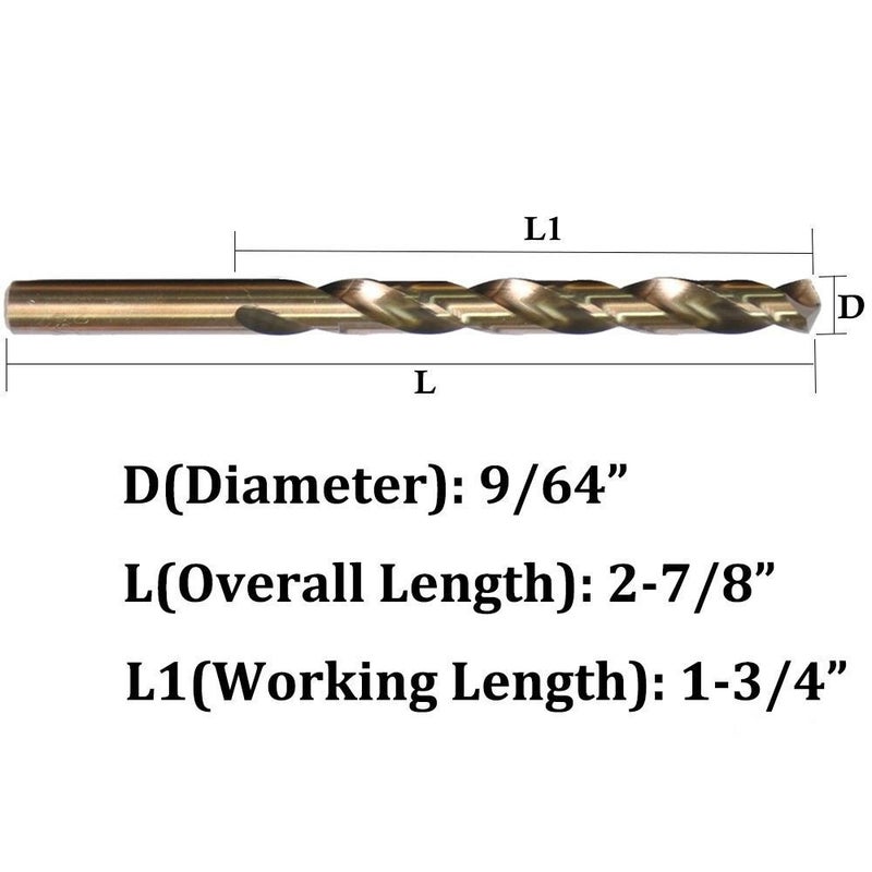 DRILLFORCE 10PCS, 9/64", Cobalt Drill Bits - Image 2